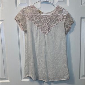 Ambra Italy Pale Pink Lace T Shirt Viscose Size S